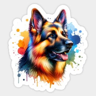 Bright Watercolor German Shepherd Sticker